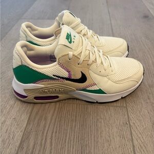 Nike Women's Cream, Green, and Purple Sneakers